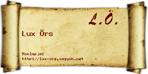 Lux Örs névjegykártya